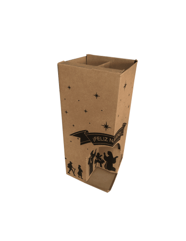 Caja NAVIDAD 3/4 botellas de vino marrón