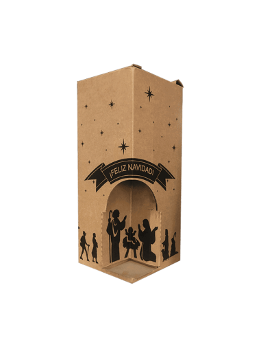 Caja NAVIDAD 3/4 botellas de vino marrón