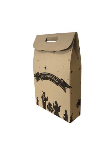 Caja NAVIDAD 3 botellas de vino marrón