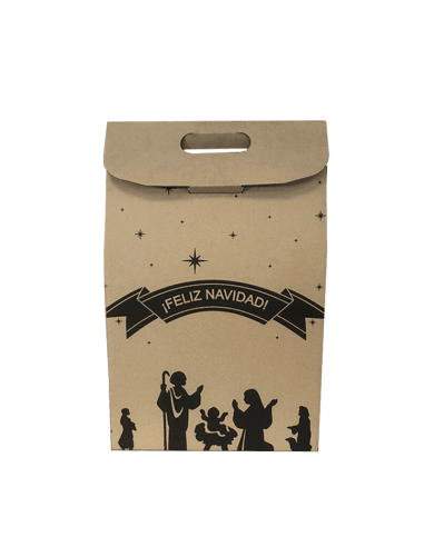 Caja NAVIDAD 3 botellas de vino marrón